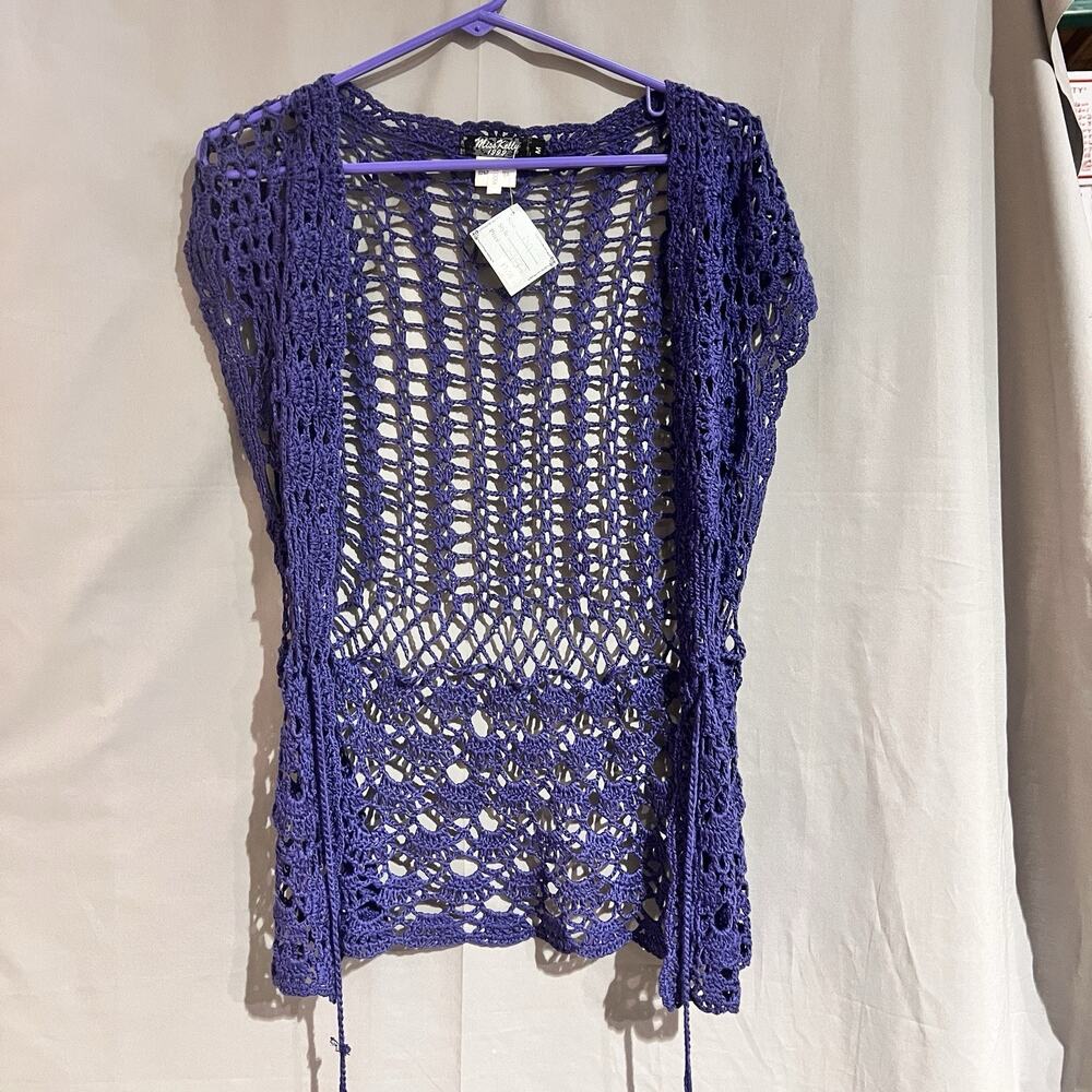 Miss Kelly 1999 boho style purple knitted vest Size Medium TG2053